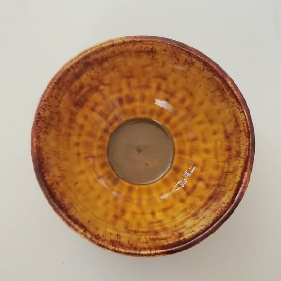 Vintage 70s Handcrafted Glazed Ceramic Basket Weave Bowl w/ 3D Fruit Flower Lid - Picture 4 of 10